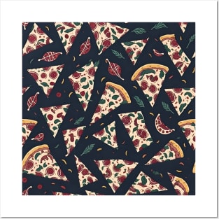 Pizza pattern, food pattern design Posters and Art